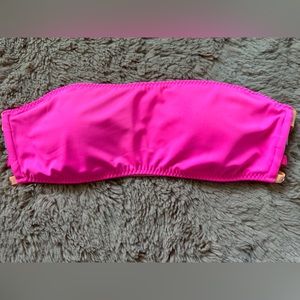 Victorias Secret Strappy Back Bandeau Swim Top studded neon strap strapless PINK